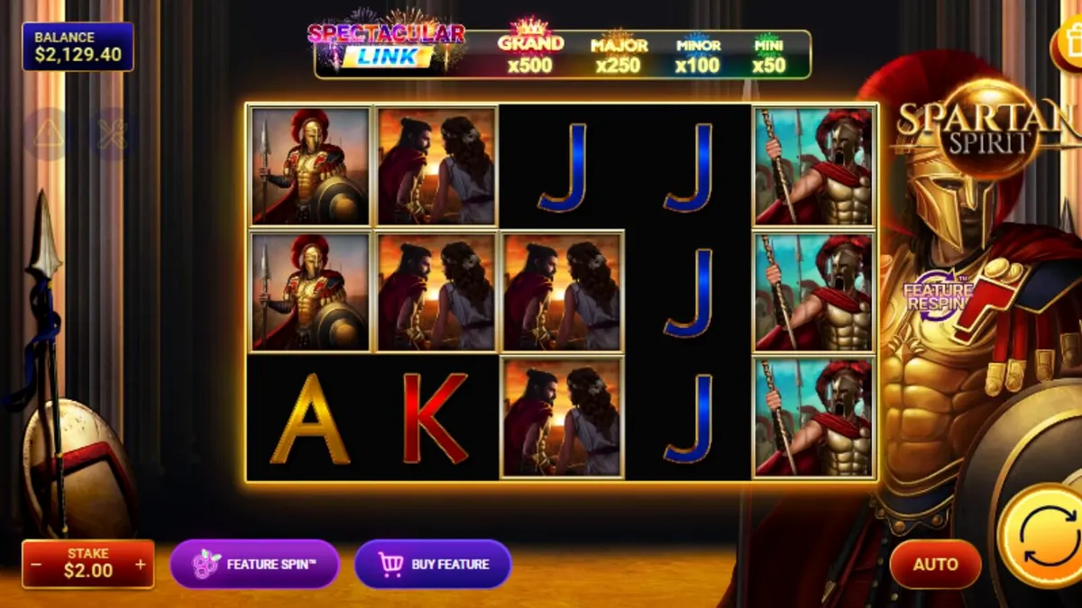 Prajurit Spartan dalam latar belakang pertempuran slot Spartan Spirit
