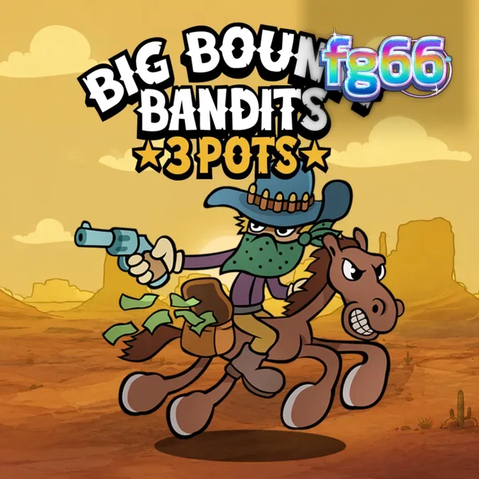 Tampilan visual slot Big Bounty Bandits 3 Pots dengan gaya kartun koboi